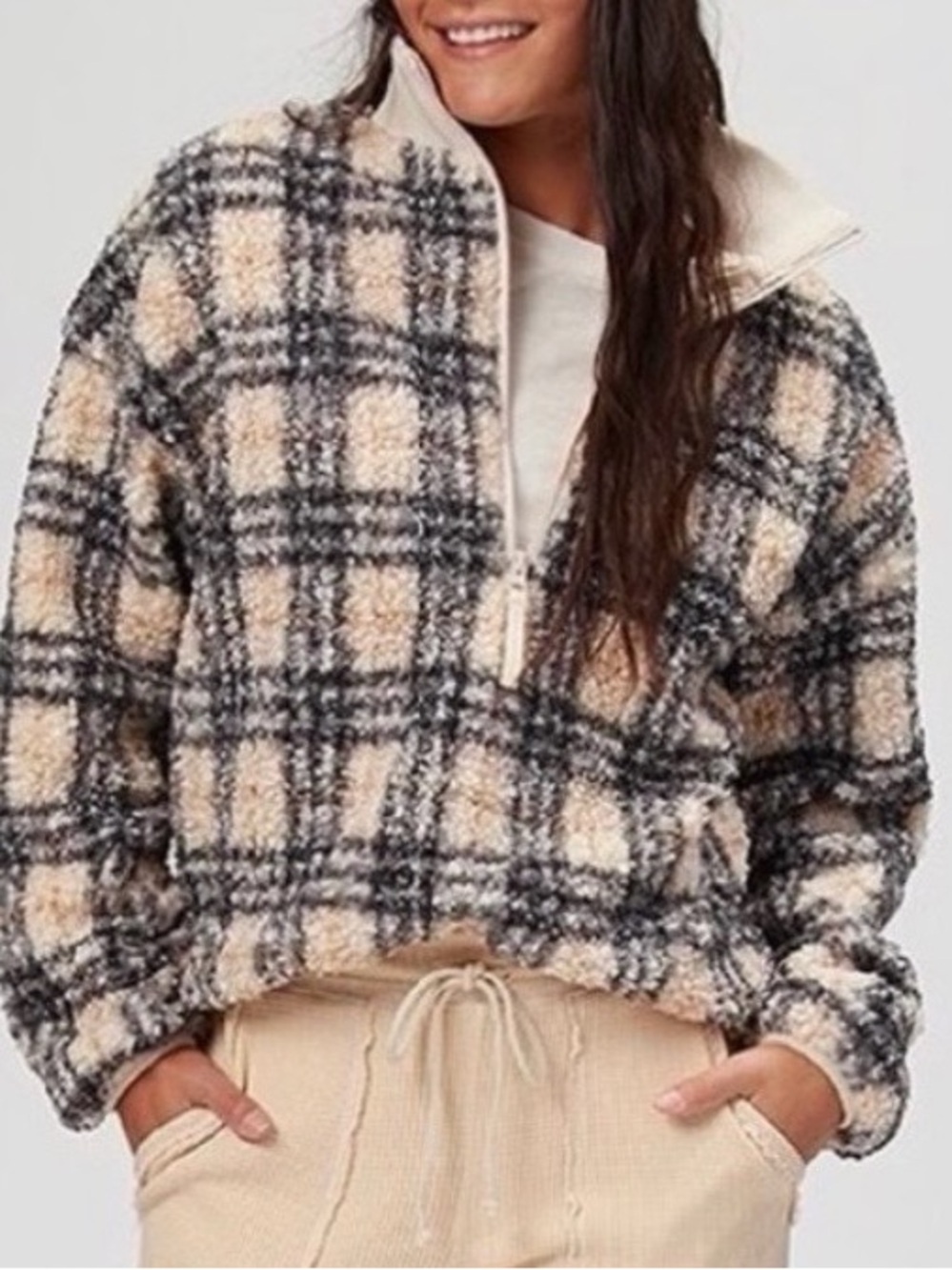 Basin + Range Sherpa Pullover Fleece - Cream and Black